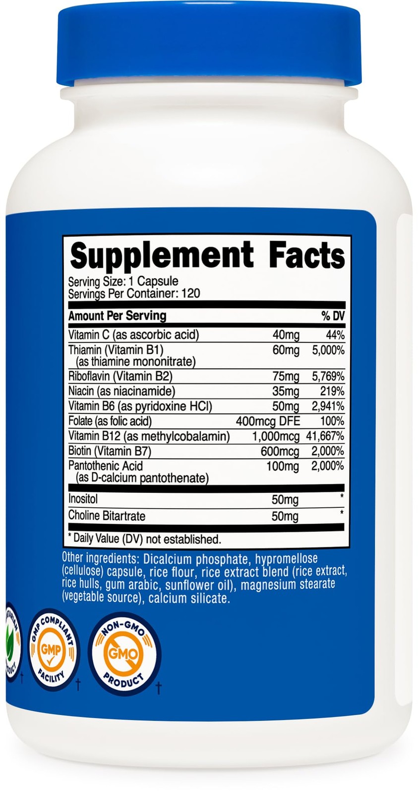Nutricost High Potency Vitamin B Complex 462mg, 120 Count (Pack of 1), Red
