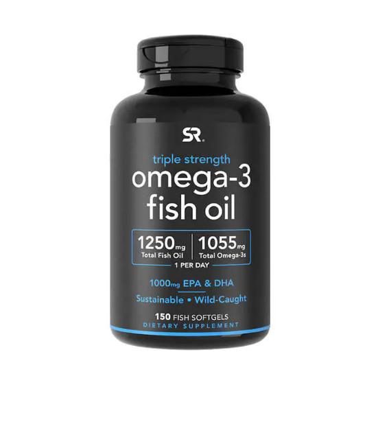 Sports Research Omega-3 Fish Oil Triple Strength, 150 Softgels, 03/27