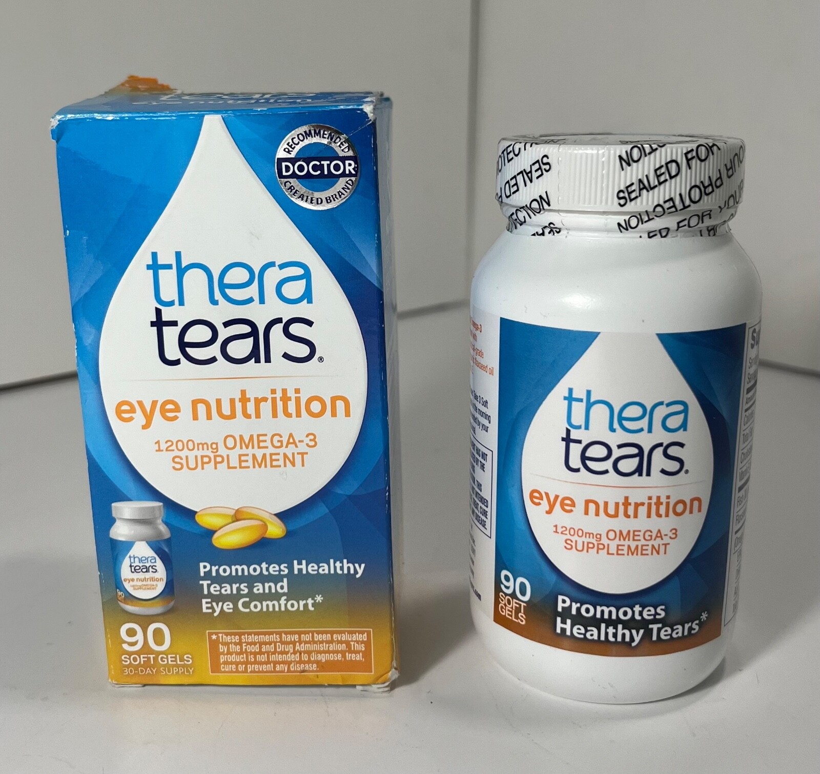 TheraTears Eye Nutrition 1200mg Omega-3 Supplement 90 Count Softgels 08/2027