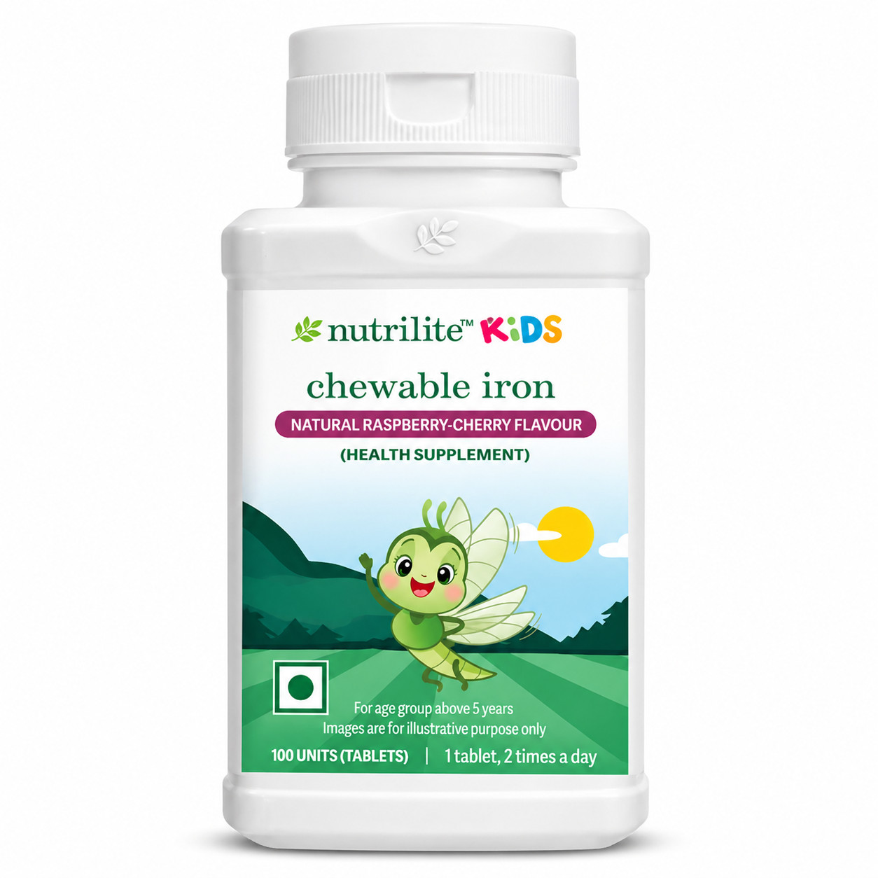 Amway Nutrilite Kids Chewable Iron 100 Tabs Raspberry & Cherry Flavor Daily Iron