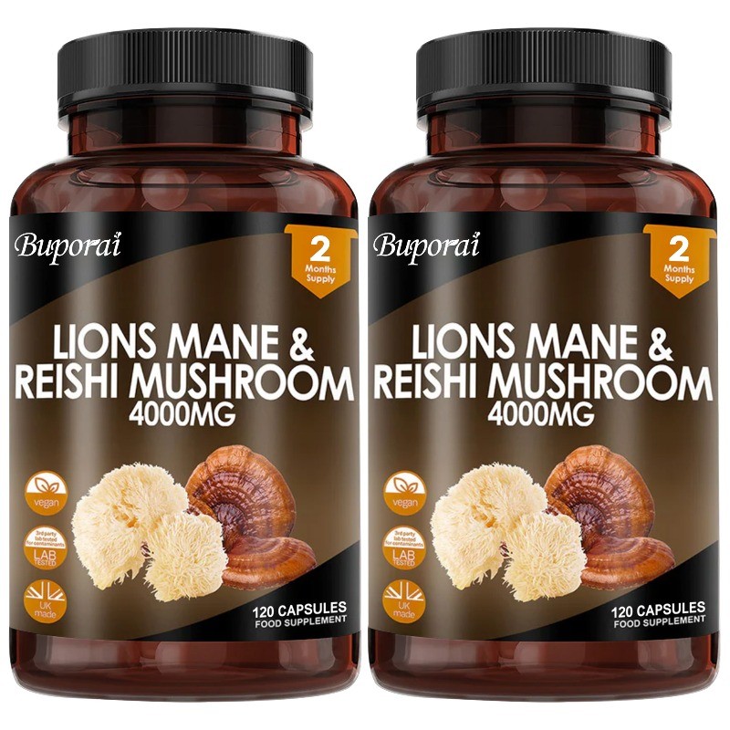 Lions Mane & Reishi Mushroom 4000mg 240pcs, For Mood,Improves Cognitive Function