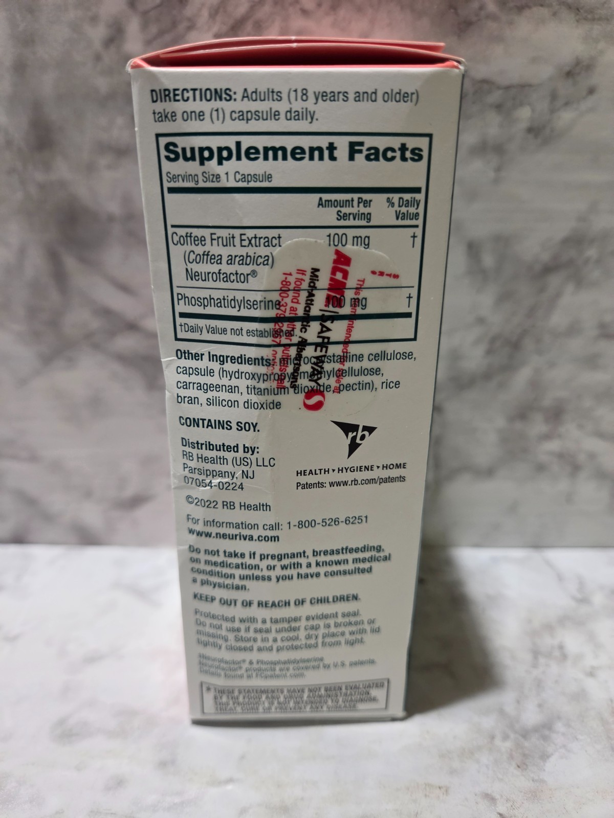 Neuriva Brain Health Original 30 Capsules 8/2027