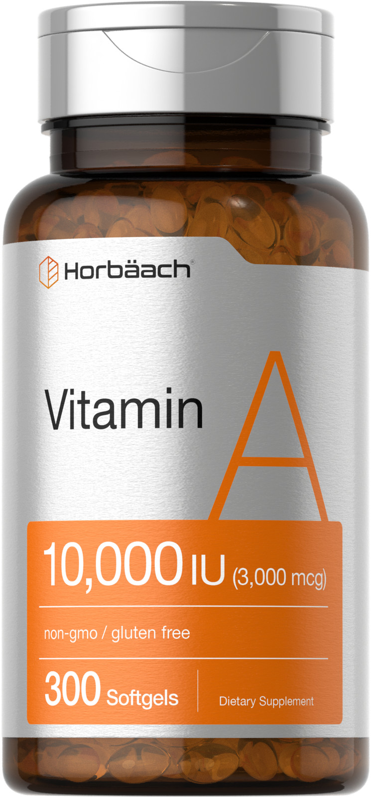 Vitamin A 10000 IU | 300 Softgels | Premium Non-GMO, Gluten Free | by Horbaach