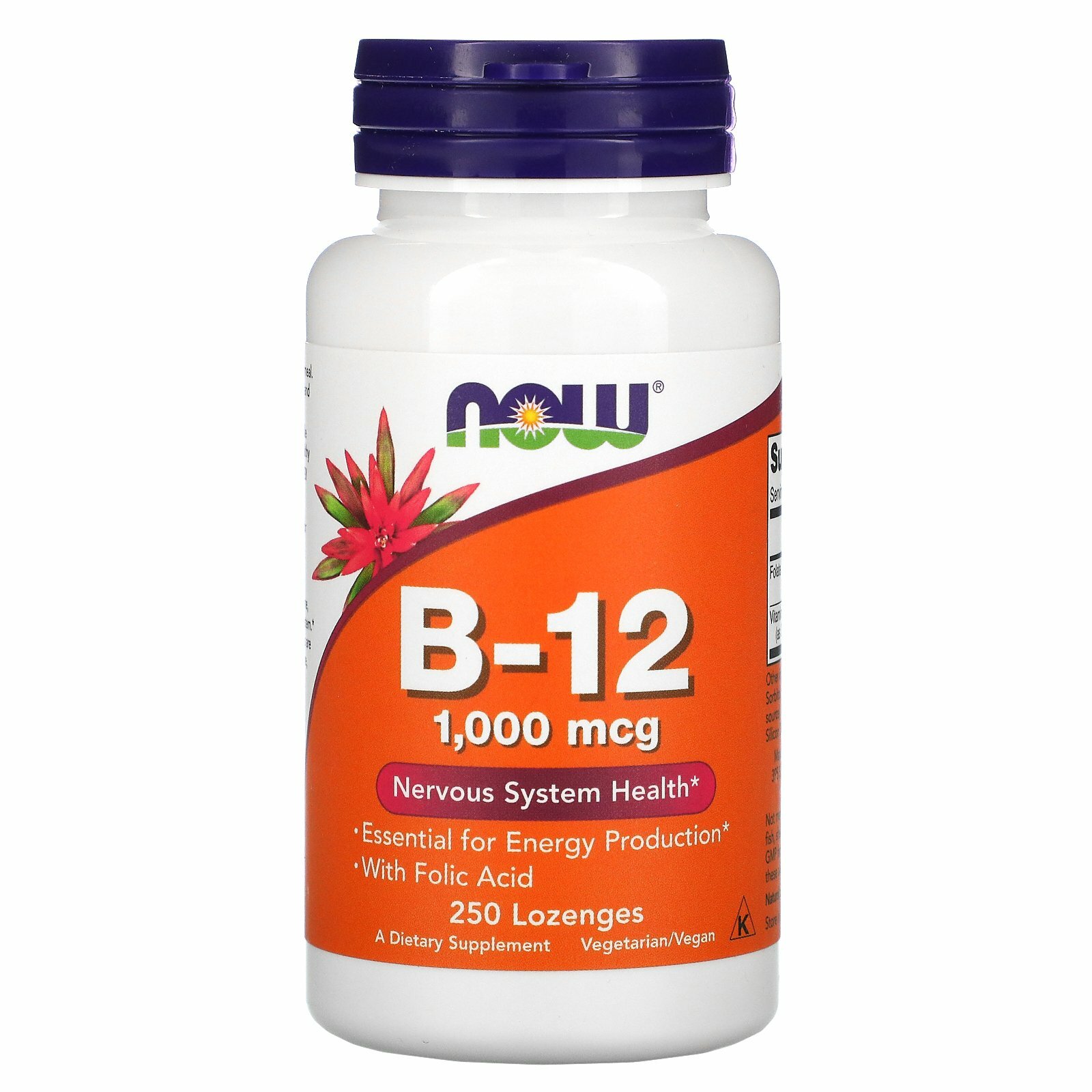 Now Foods B-12 1 000 mcg 250 Lozenges GMP Quality Assured, Kosher, Vegan,