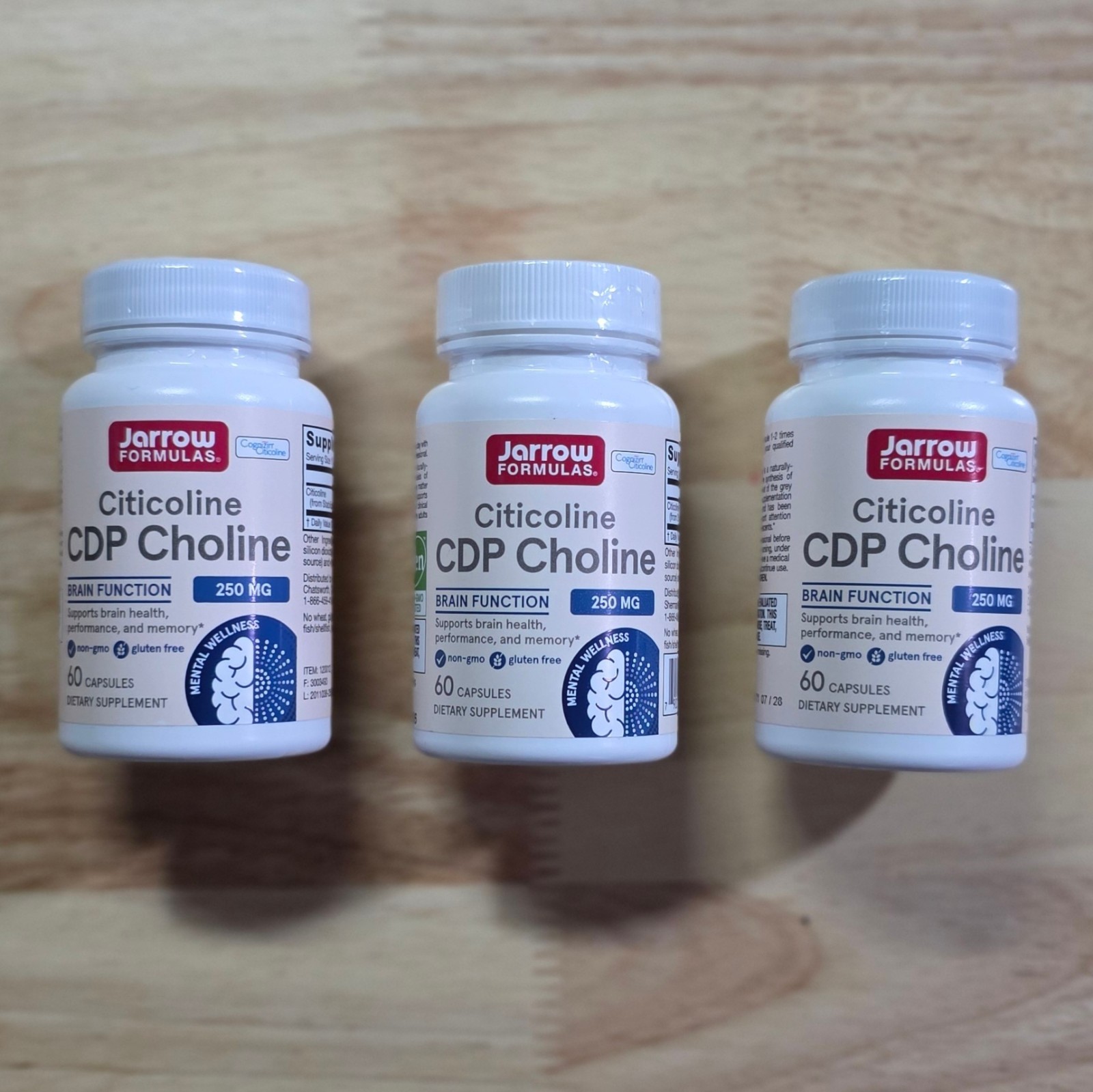 Jarrow Formulas Citicoline CDP Choline, 250 mg, 60 Capsules **3 BOTTLES**