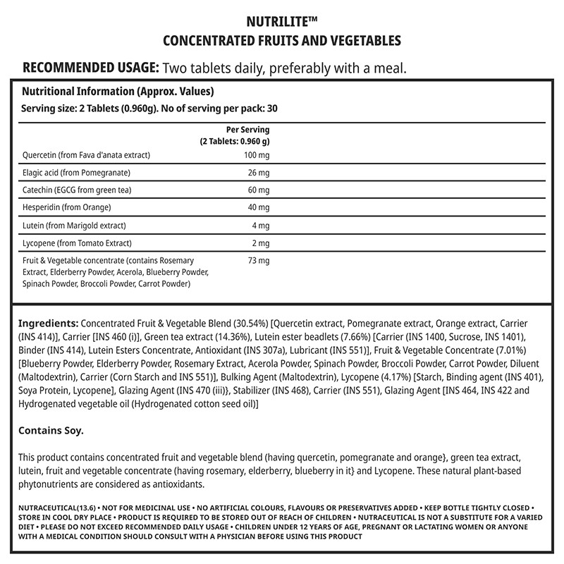 Nutrilite Concentrated Fruits And Vegetables Phytonutrient Formula | 60 Tabs