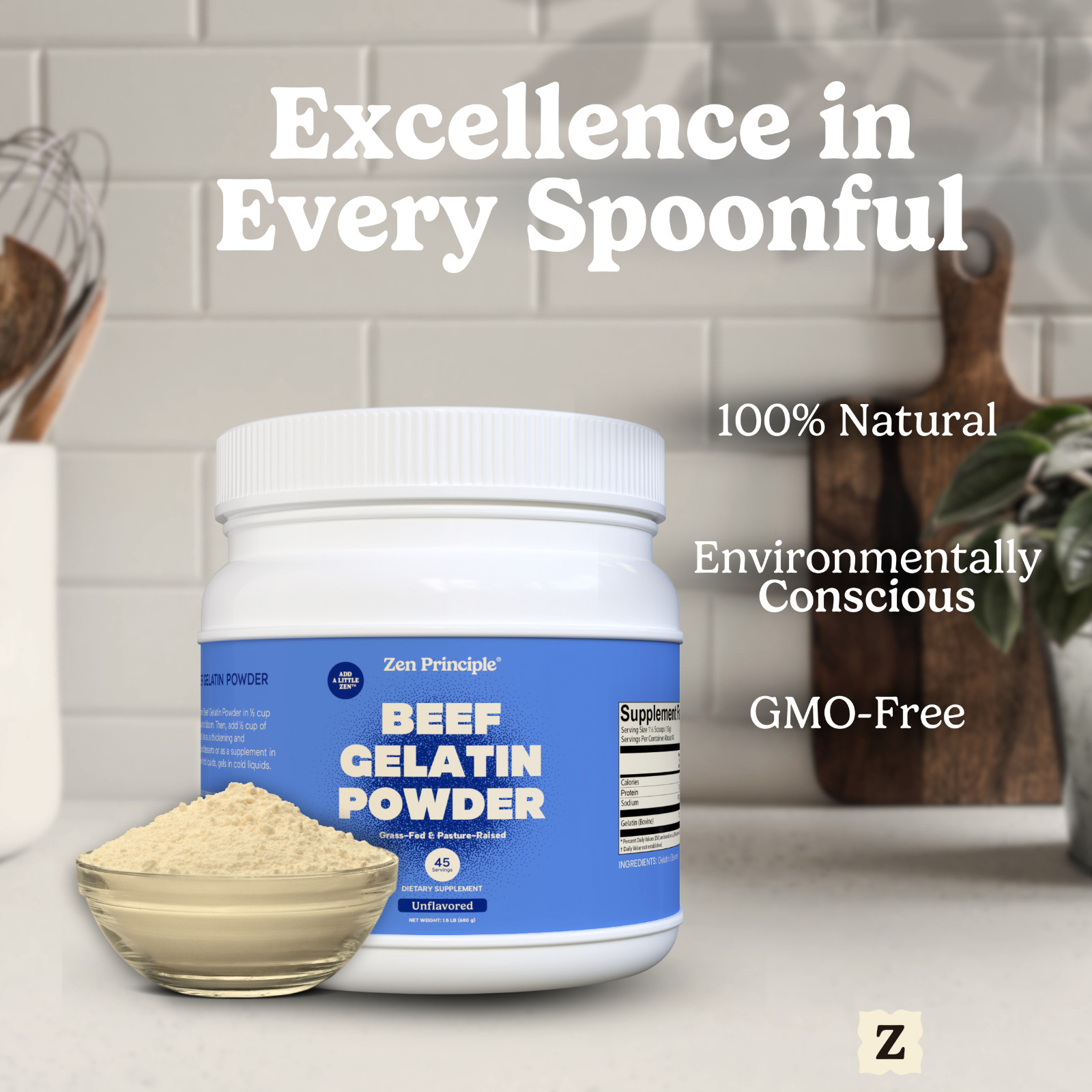 Grass-Fed Gelatin Powder, 1.5 lb. Cooking and Baking. Gummies Desserts.