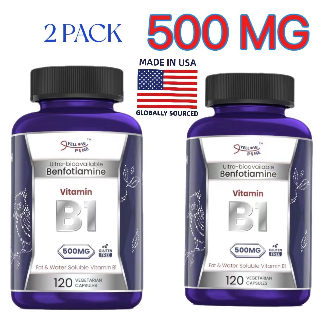 Vitamin B-1 500mg Benfotiamine 120Tablets (pack of 2)