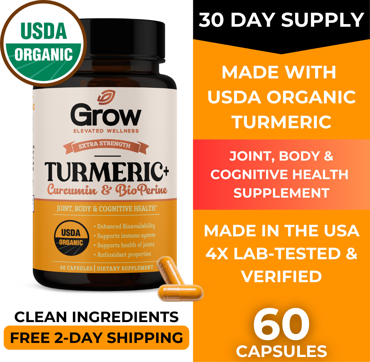 Dr. Berg (Only 2 per Day) Turmeric Supplement with Black Pepper (Bioperine)