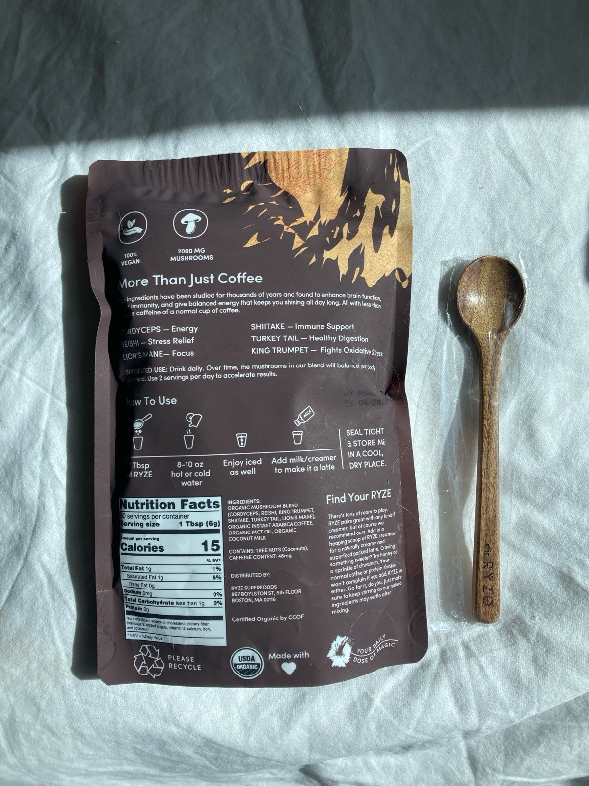 RYZE Mushroom Coffee USDA Organic with 6 Adaptogenic Mushrooms 30 servings New