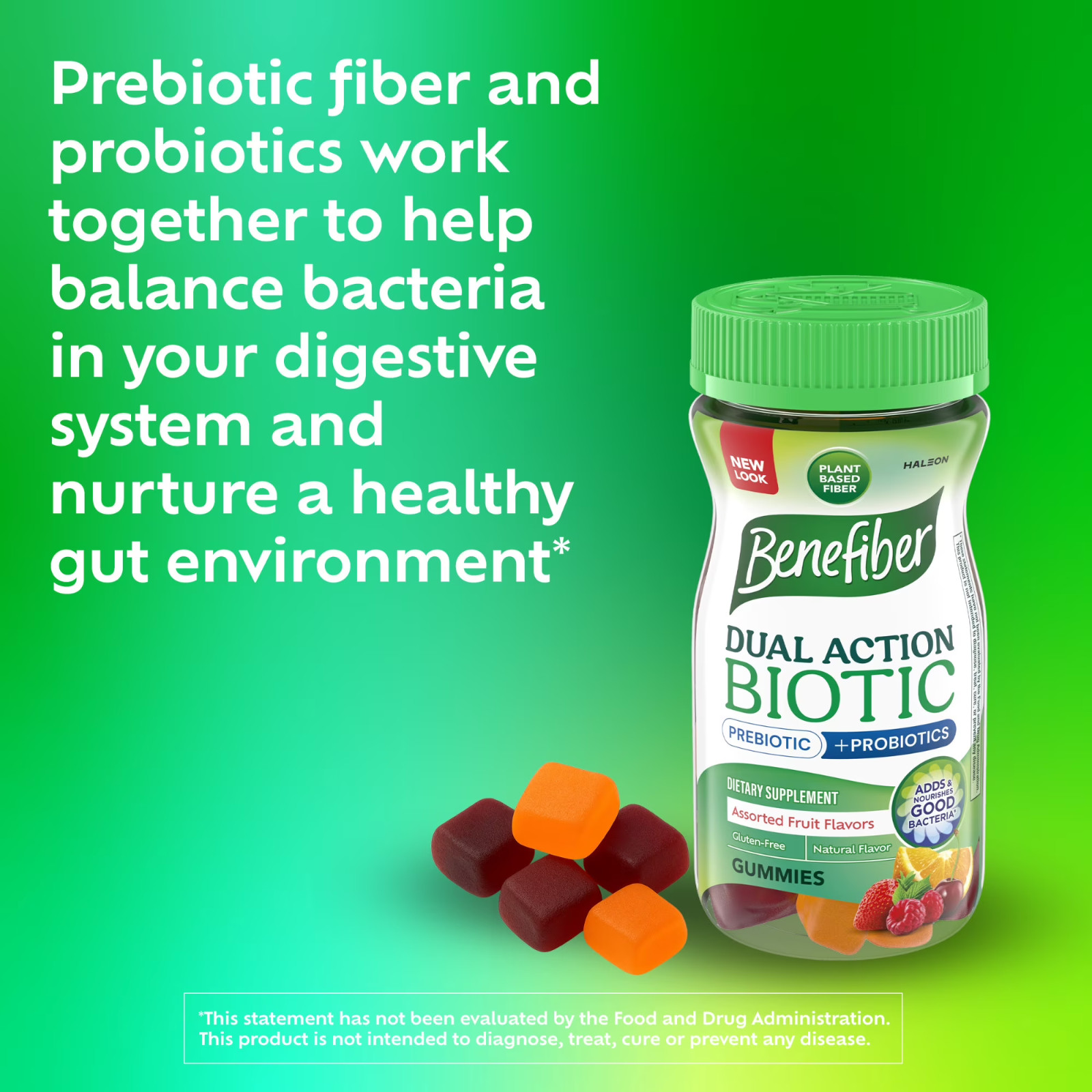 Benefiber Prebiotic Fiber Gummies with Probiotics 50 Count
