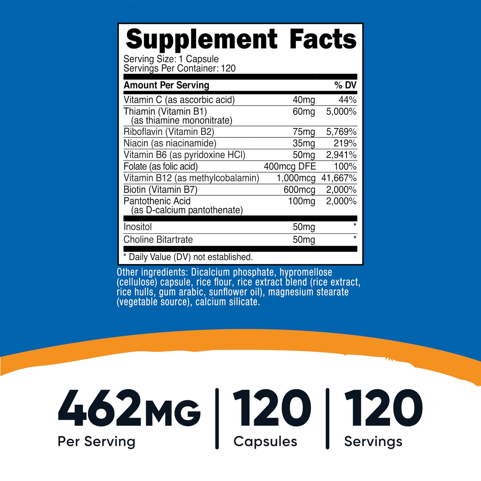 Nutricost High Potency Vitamin B Complex 462mg, 120 Count (Pack of 1), Red
