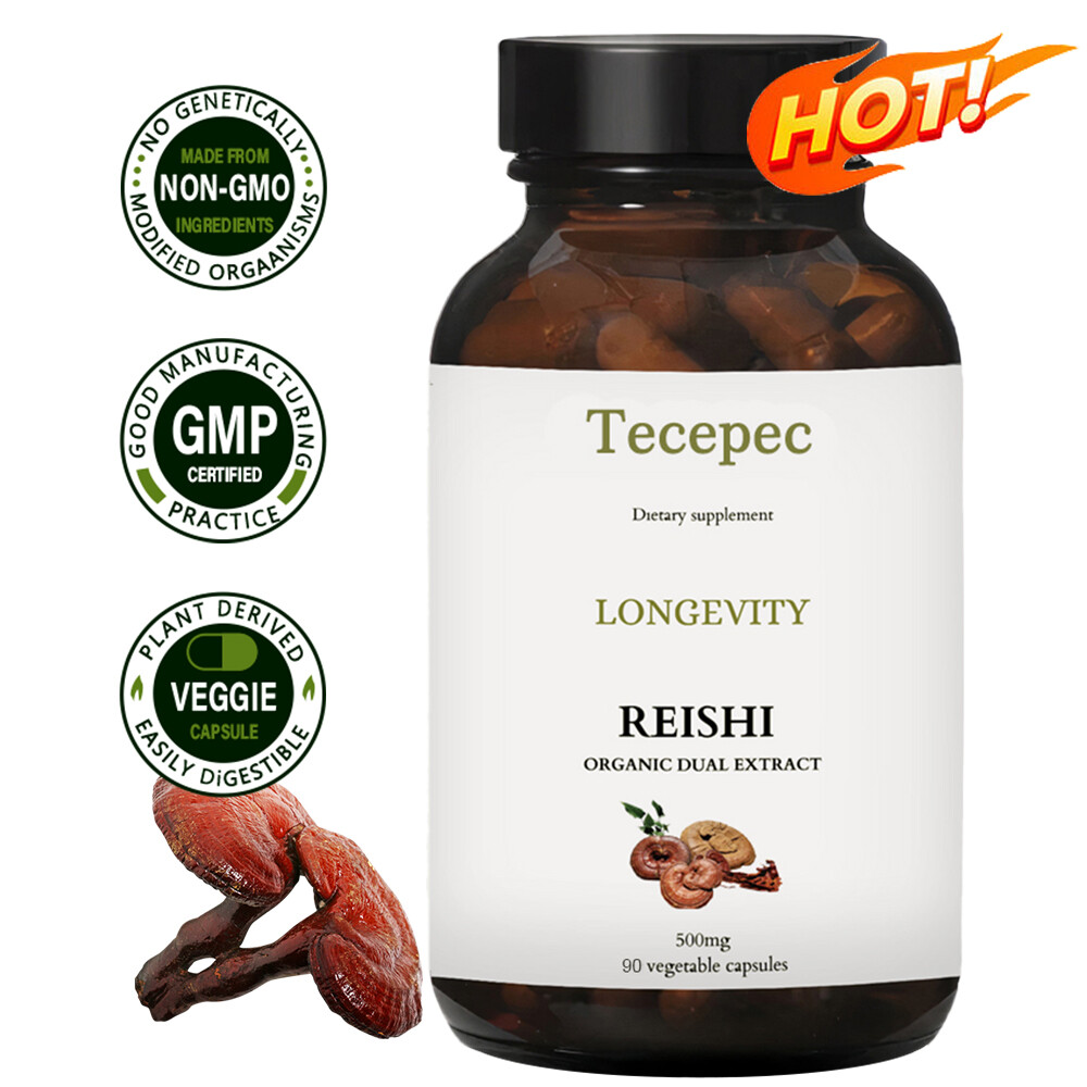 Reishi Mushroom Extract 500mg Pure Organic Strong Capsules (Ganoderma Lucidum)