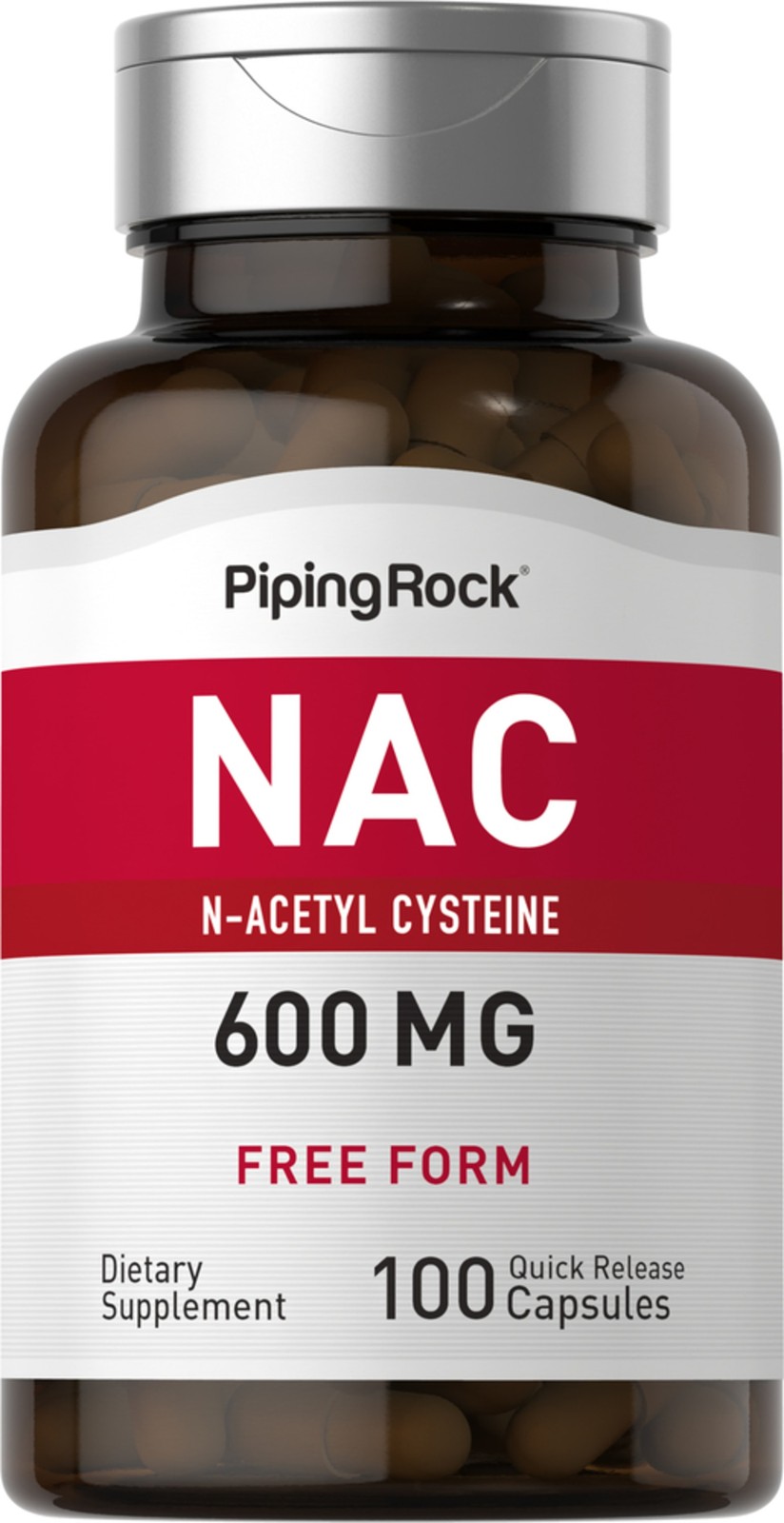 NAC Supplement N-Acetyl Cysteine 600mg | 100 Count | Free Form | by Piping Rock
