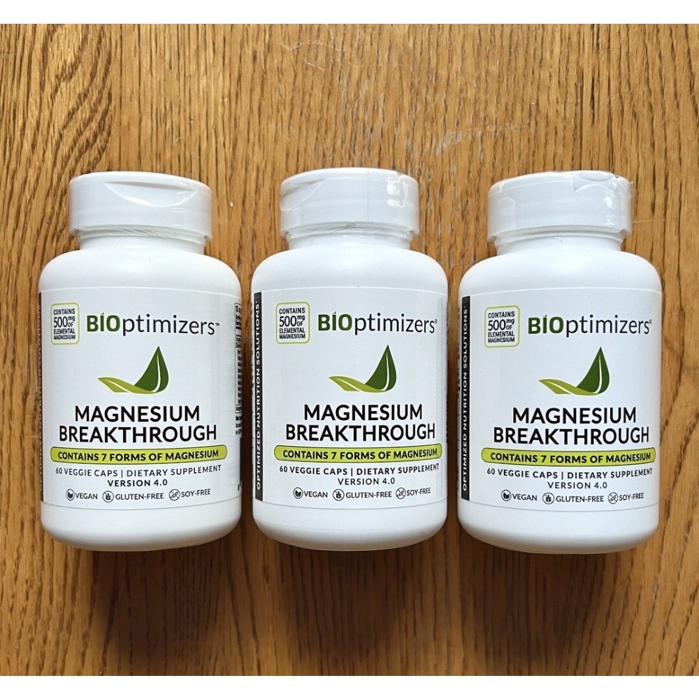 3Pack Bioptimizers Magnesium Breakthrough,7 Essential Magnesium Forms,60 Capsule