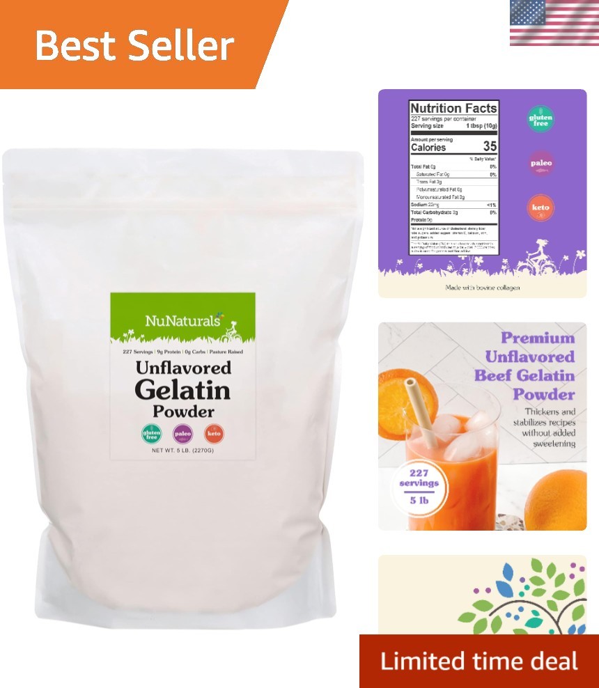 Unflavored Beef Gelatin Powder, Instantly Thickens, Stabilizes, and Texturize…