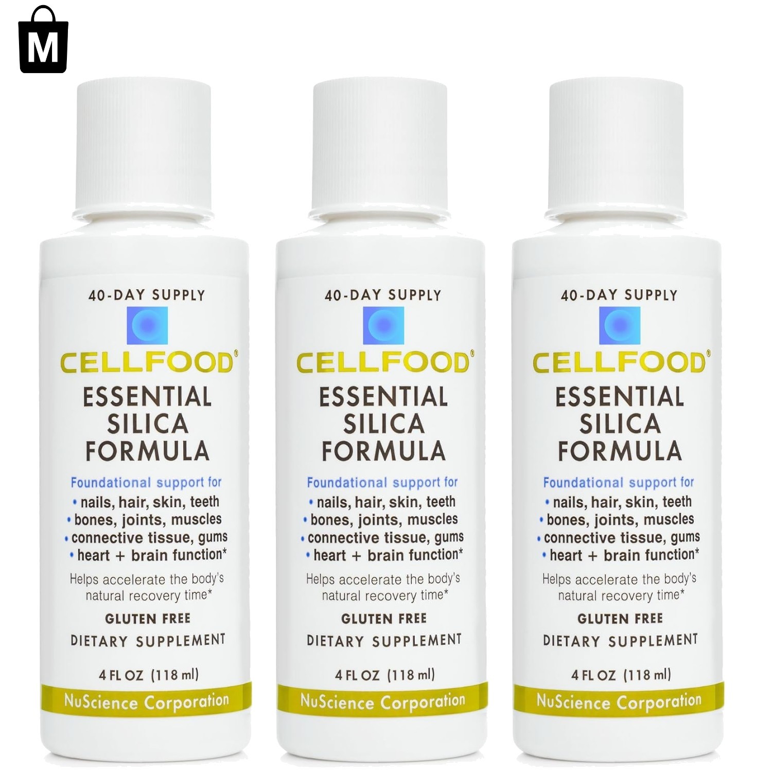 Gluten-Free Anti-Aging Silica Drops – 3 Bottles of 4 fl oz for Timeless Beauty