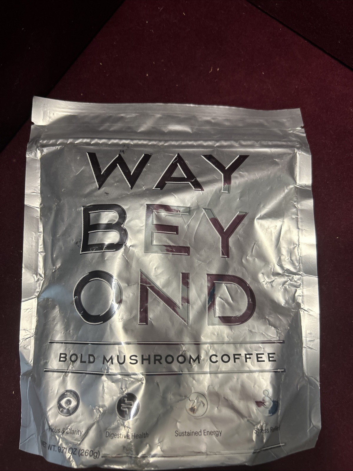 WAY BEYOND Organic Instant Bold Mushroom Coffee with 90mg Caffeine 9.71 Oz. 260g