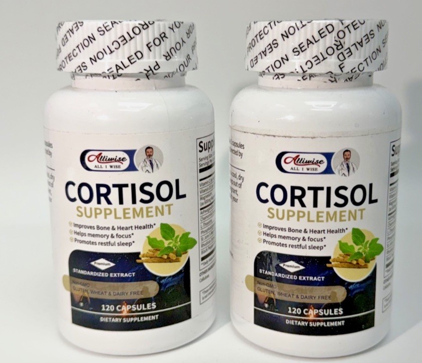 2-Pack Alliwise Cortisol Supplements Women/Men Mood Focus 120 Caps *EXP 01/27*