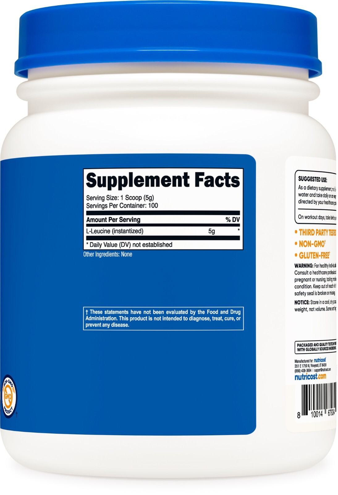 Nutricost L-Leucine Powder 500G – High Quality, Gluten Free, Non-GMO