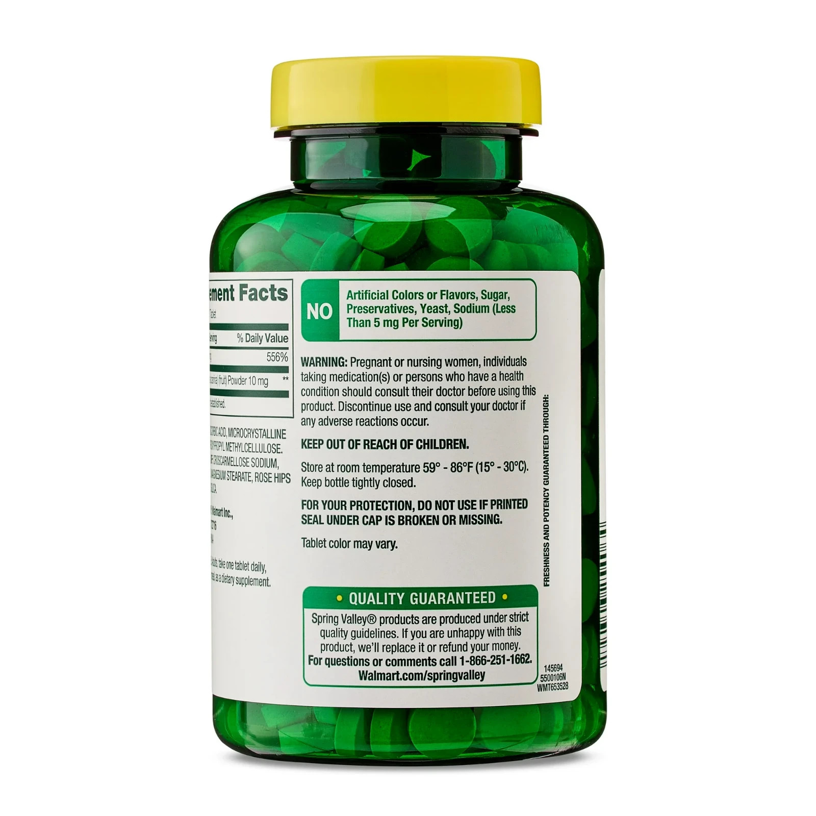 Spring Valley Vitamin C Supplement with Rose Hips Tablets, 500 mg, 250 Count