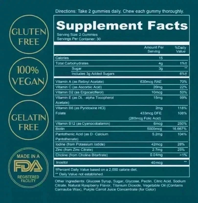 WEEM Hair Skin and Nails Gummies – Supports Healthy Hair – Vegan biotin Vitamins