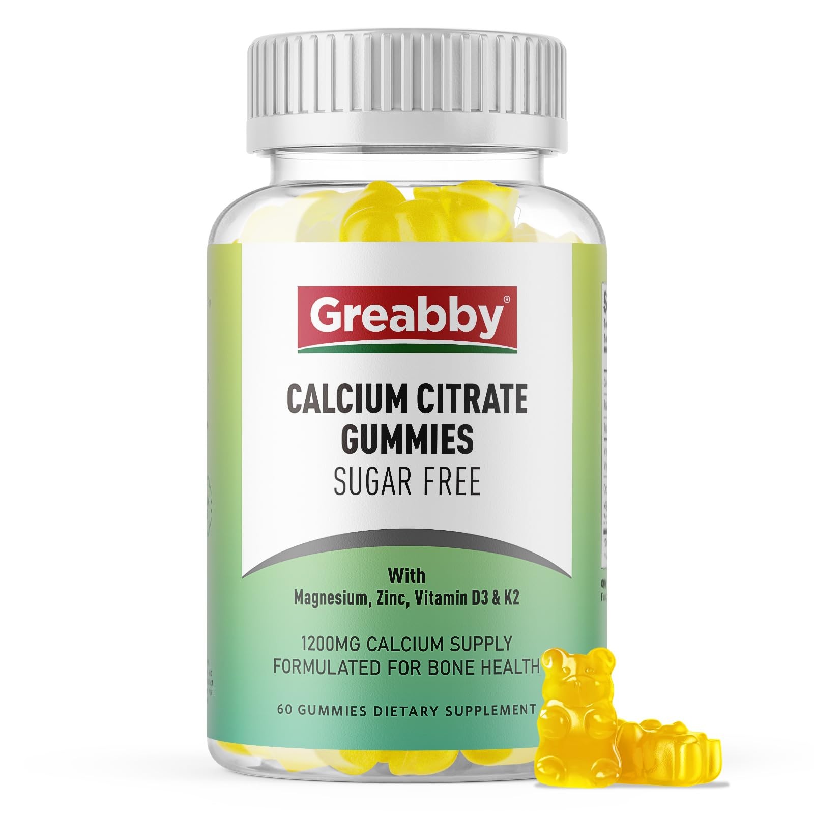 Greabby Calcium Citrate Gummies 1200 mg for Women & 1 Count (Pack of 60)