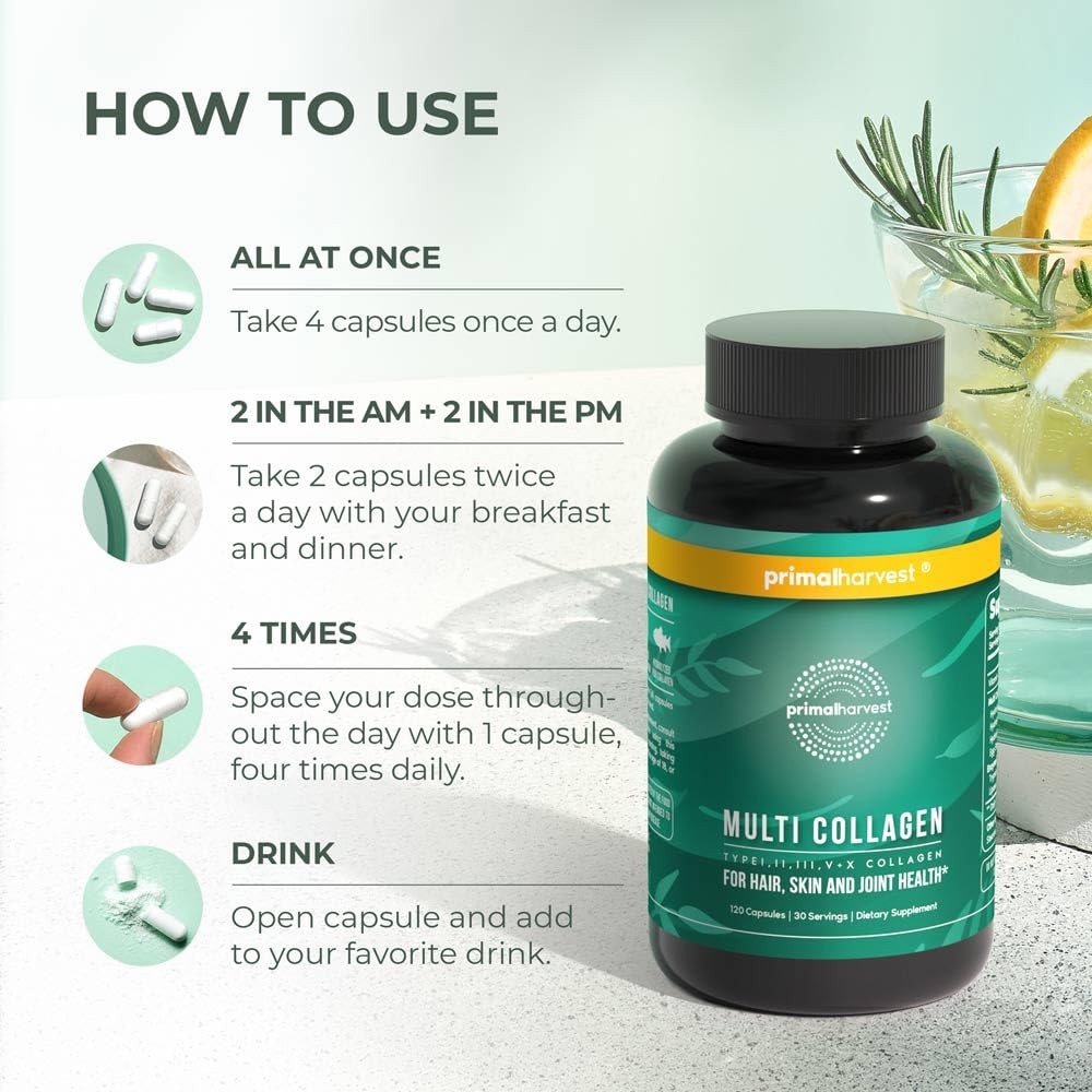 Primal Harvest Multi Collagen Capsules, 120 Count