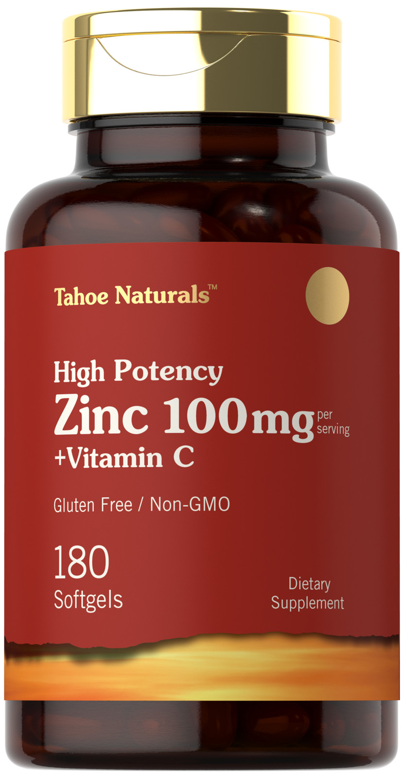 Zinc 100mg | with Vitamin C | 180 Softgels | Non-GMO | by Tahoe Nutritionals