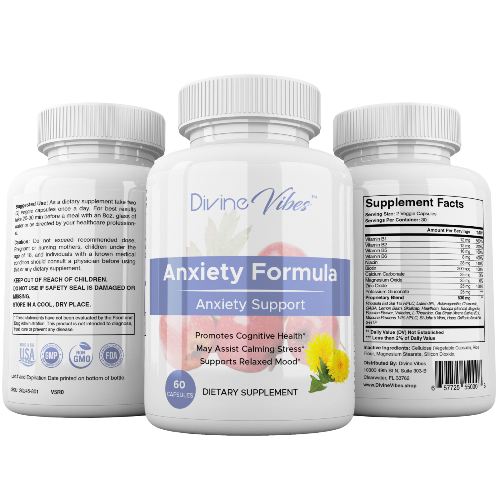 Anti Anxiety Formula With Gaba, L-Theanine, 5-HTP, Ashwagandha, Magnesium & More