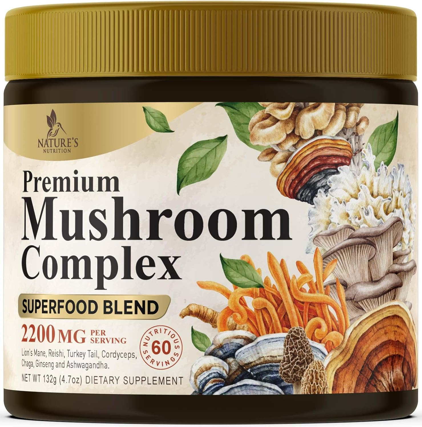 Mushroom Supplement Powder – 11 in 1 Complex Formula Powder with Organic Lions M