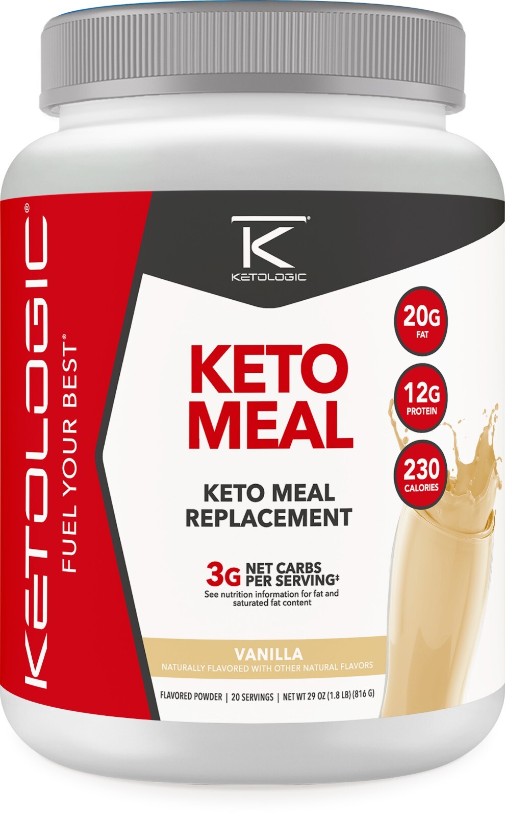 KetoLogic Keto Meal Replacement Shake Powder (Vanilla) (20 Servings)