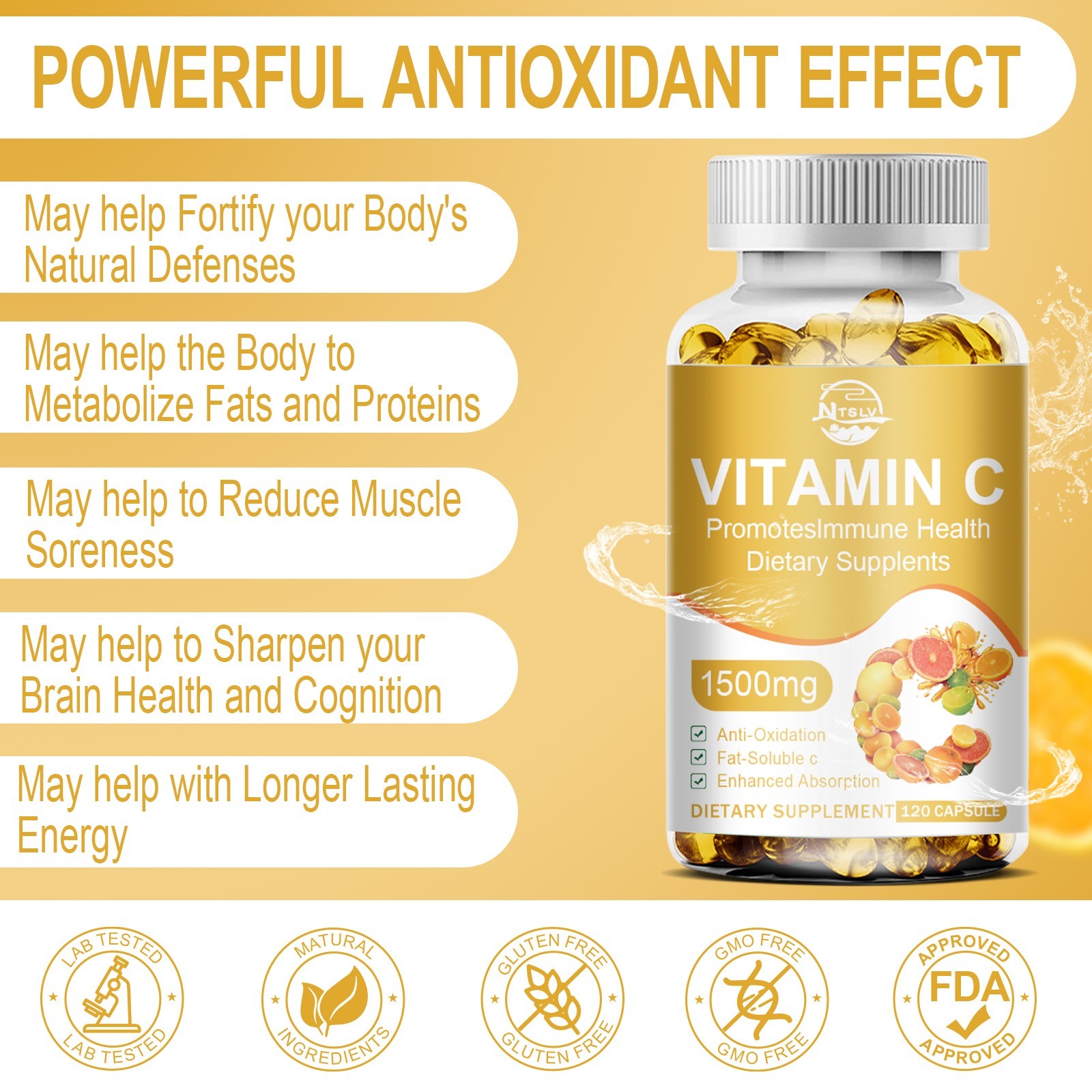Vitamin C 1500mg 120 Capsules Antioxidant Immune Support