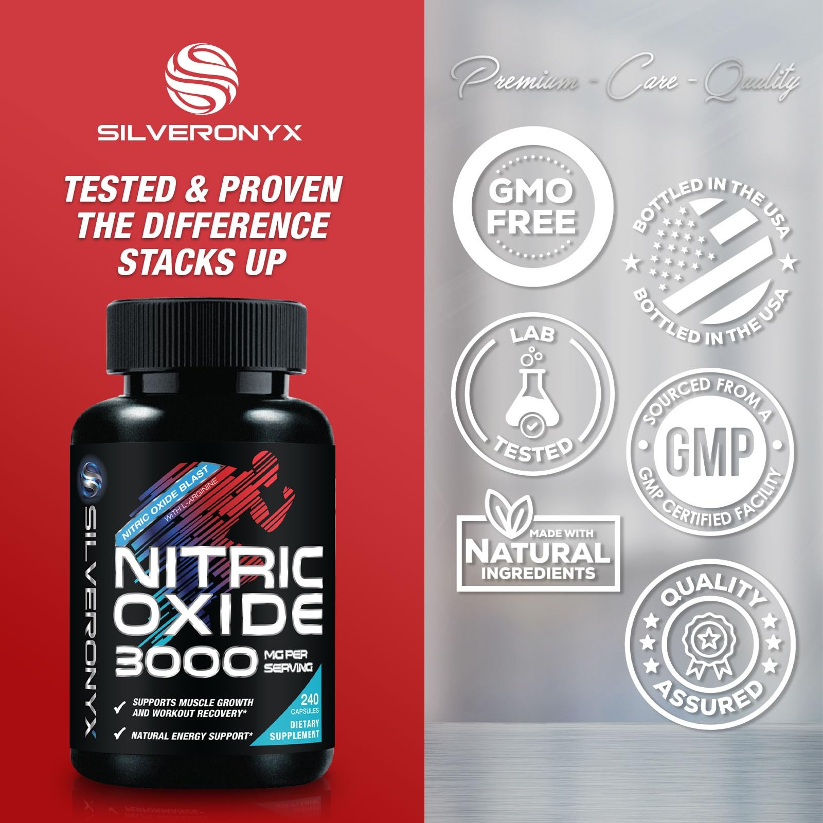 Extra Strength Nitric Oxide Booster L-Arginine AKG Citrulline Malate 240 Capsule