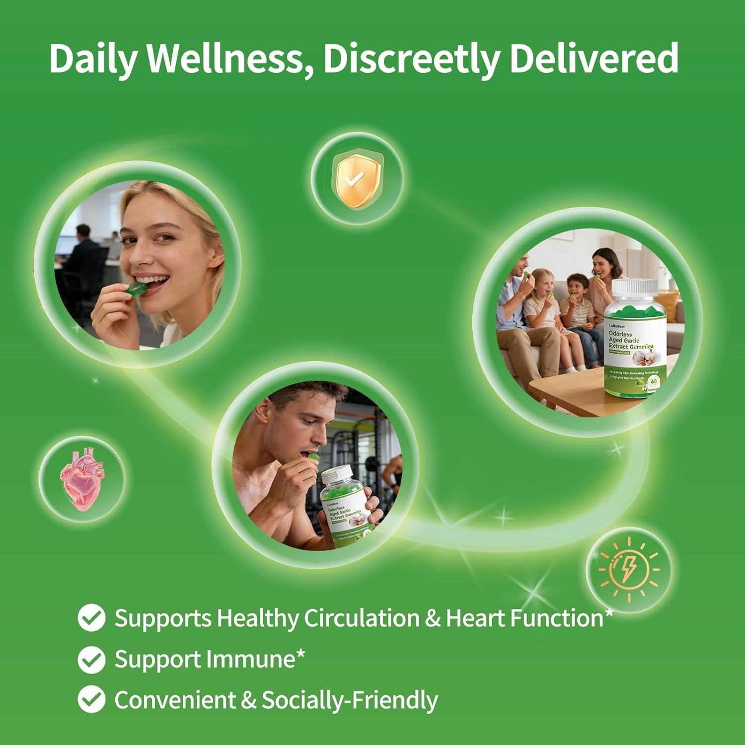 Odorless Aged Garlic Extract Gummies,7500mg Garlic,2 Years Aged Garlic Extract,G