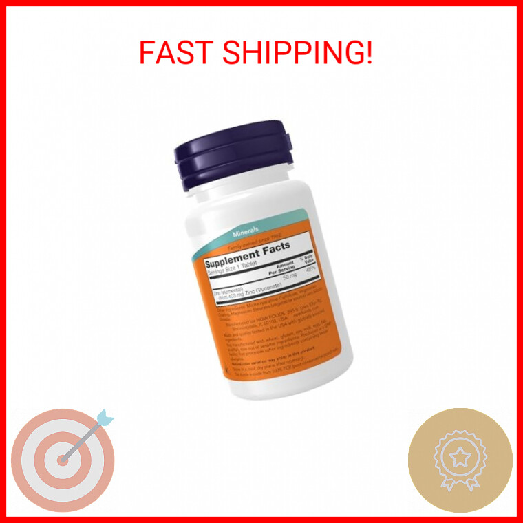 NOW Foods Supplements, Zinc (Zinc Gluconate) 50 mg, Supports Enzyme Functions*,