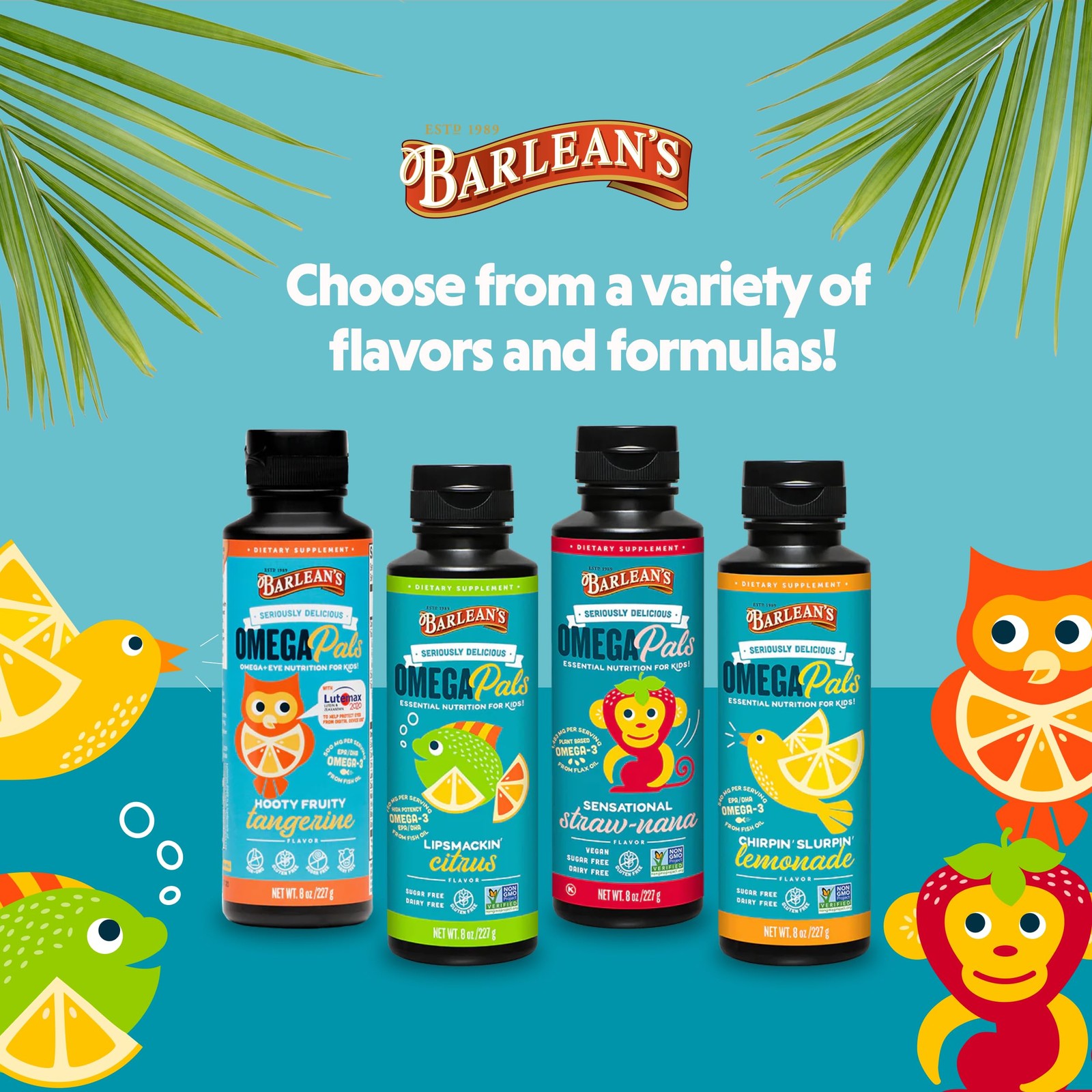 Barlean’s Omega Pals Lipsmackin’ Citrus Flavored Omega3 for Kids, Yummy Child…