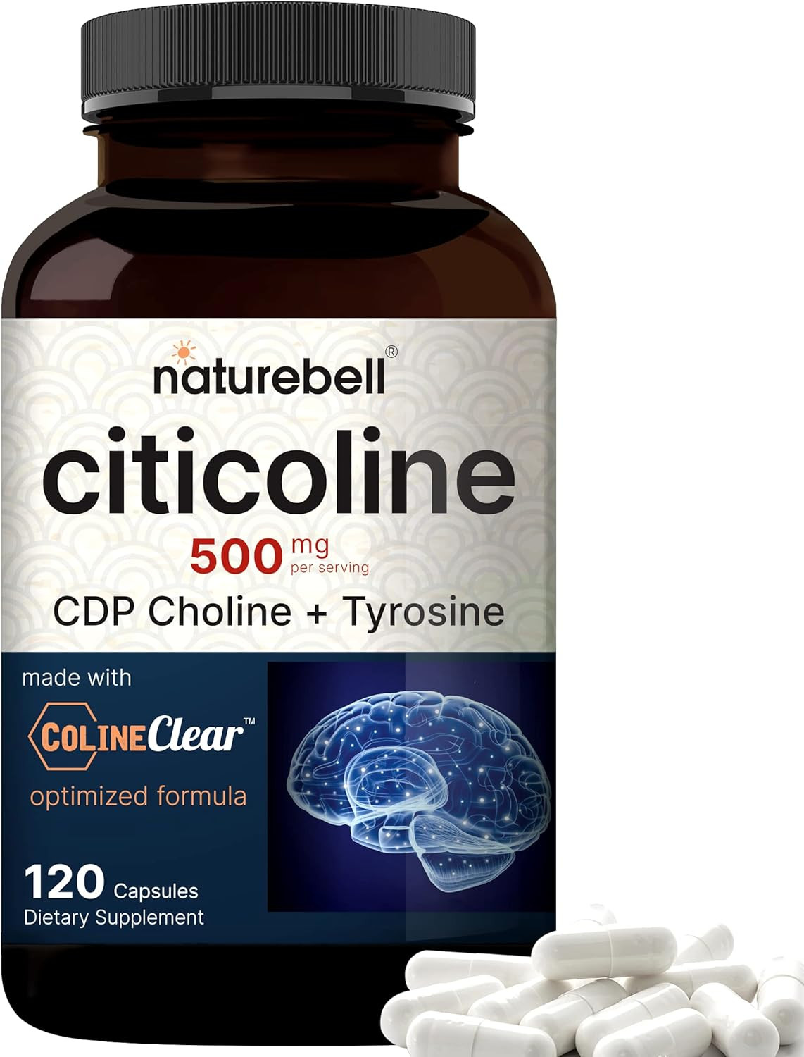 Naturebell Citicoline Supplements, CDP Choline, Citicoline 500Mg plus Tyrosine 5