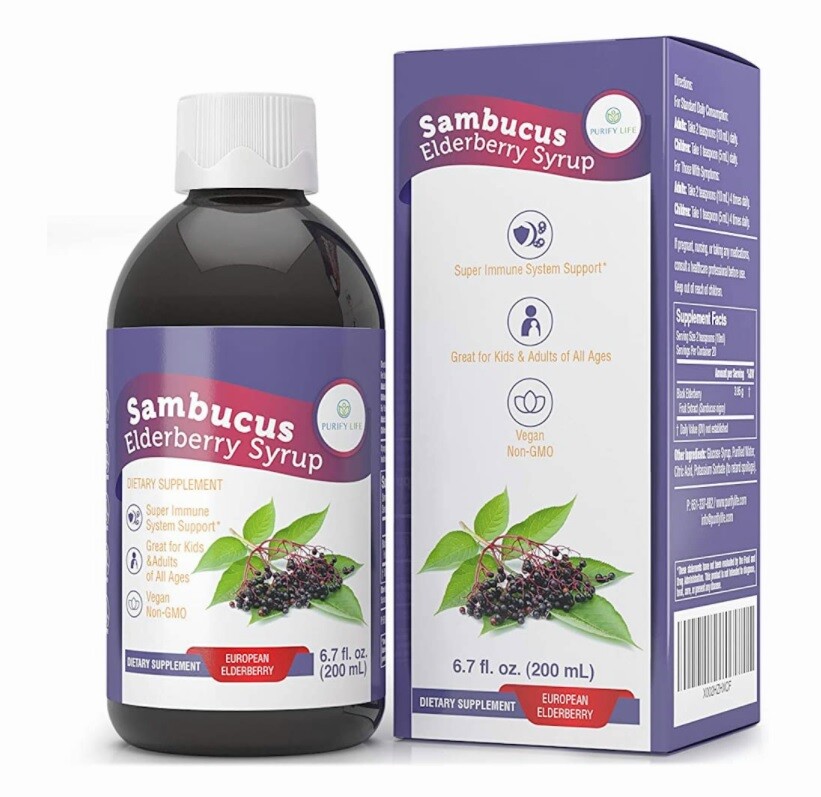 Purify Life Organic Elderberry Syrup for Adults & Kids 6.7 fl.oz