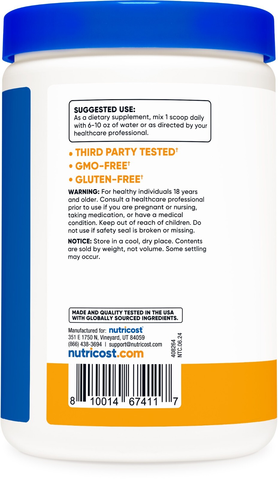 Nutricost Magnesium Citrate Powder (Peach Mango, 500 Gram), 210mg Per Serving