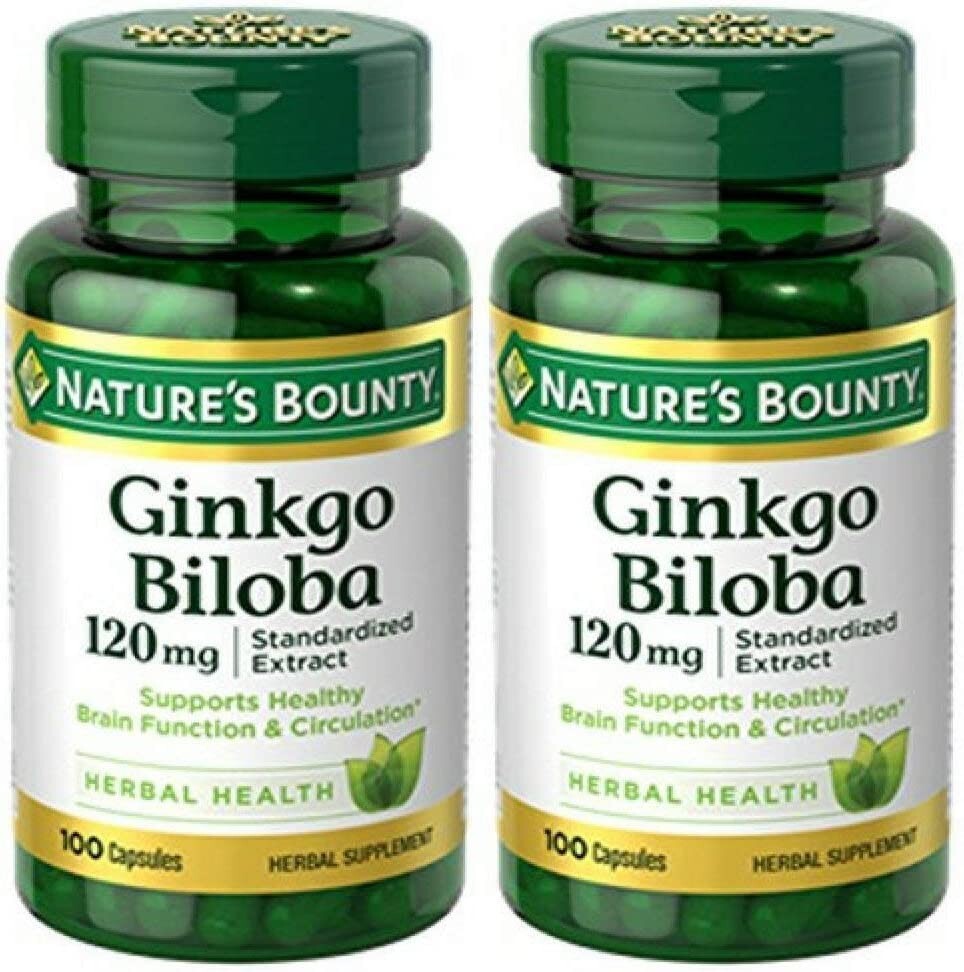 2 Pack GINKGO BILOBA 120mg – 200 Caps (2×100) [Exp 2026] Brain Function & Memory