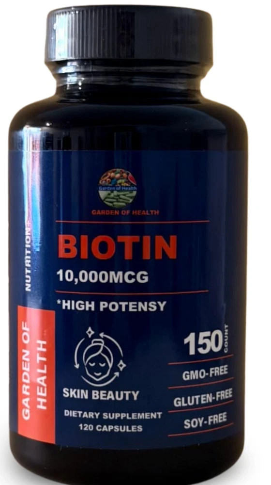 Biotin 10000mcg Hair Skin Nails Growth High Potency Supplement 150 Capsule–