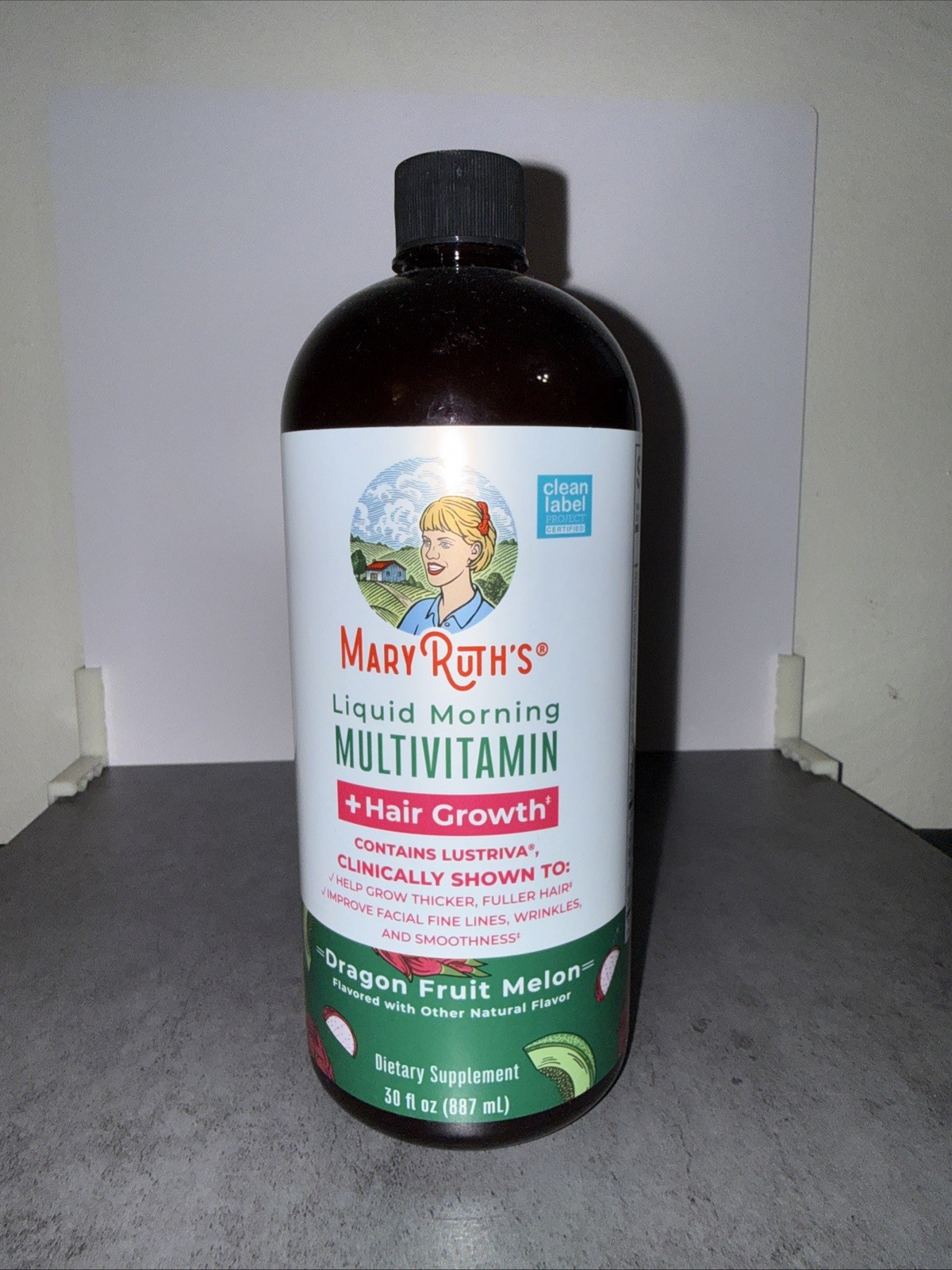 MARY RUTHS Multivitamin + Hair Growth, Dragon Fruit Melon, 30 fl oz (887 ml)