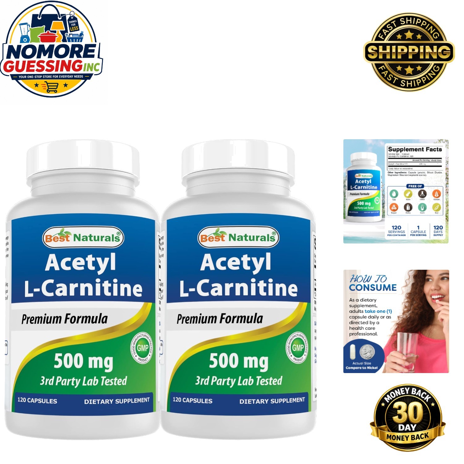 240 Capsules Total of Acetyl L-Carnitine 500mg – Quality Assured & Safe Formula