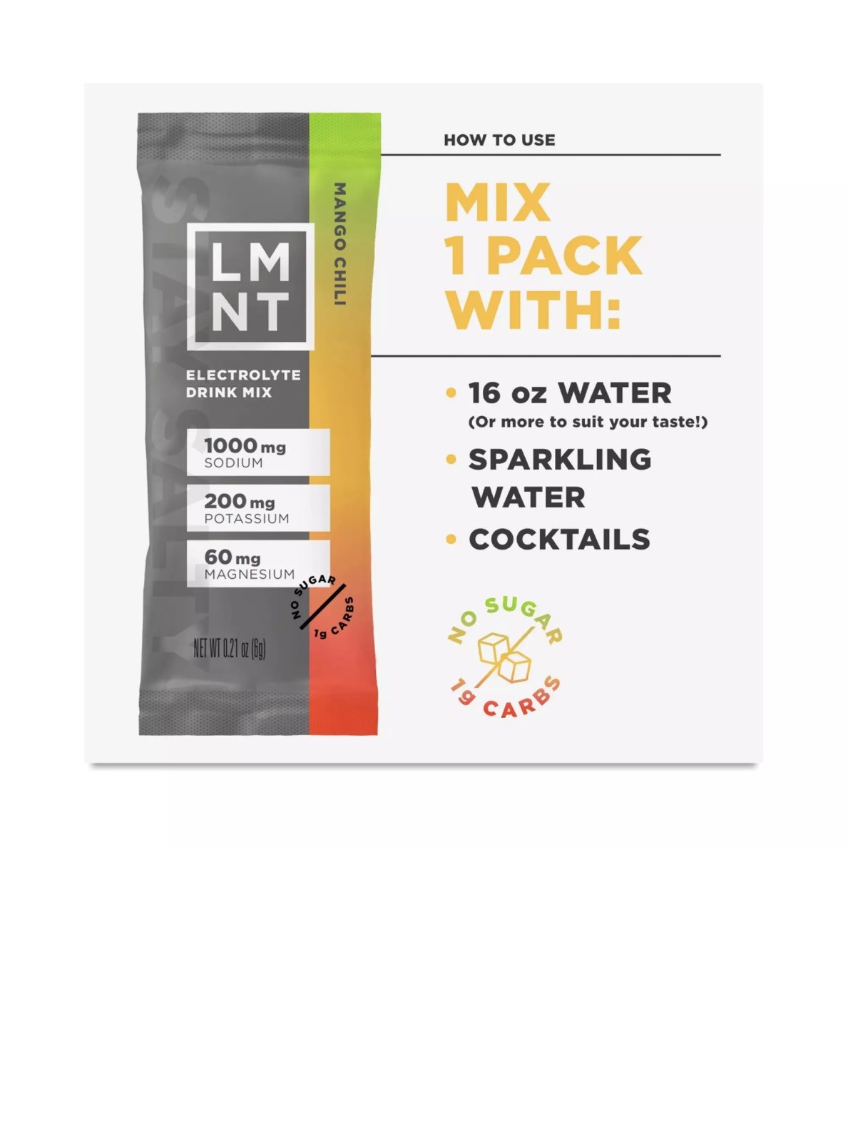 NEW LMNT MANGO CHILI SALT ELECTROLYTE DRINK MIX SUGAR FREE 30 STICK BOX EXP 3/28