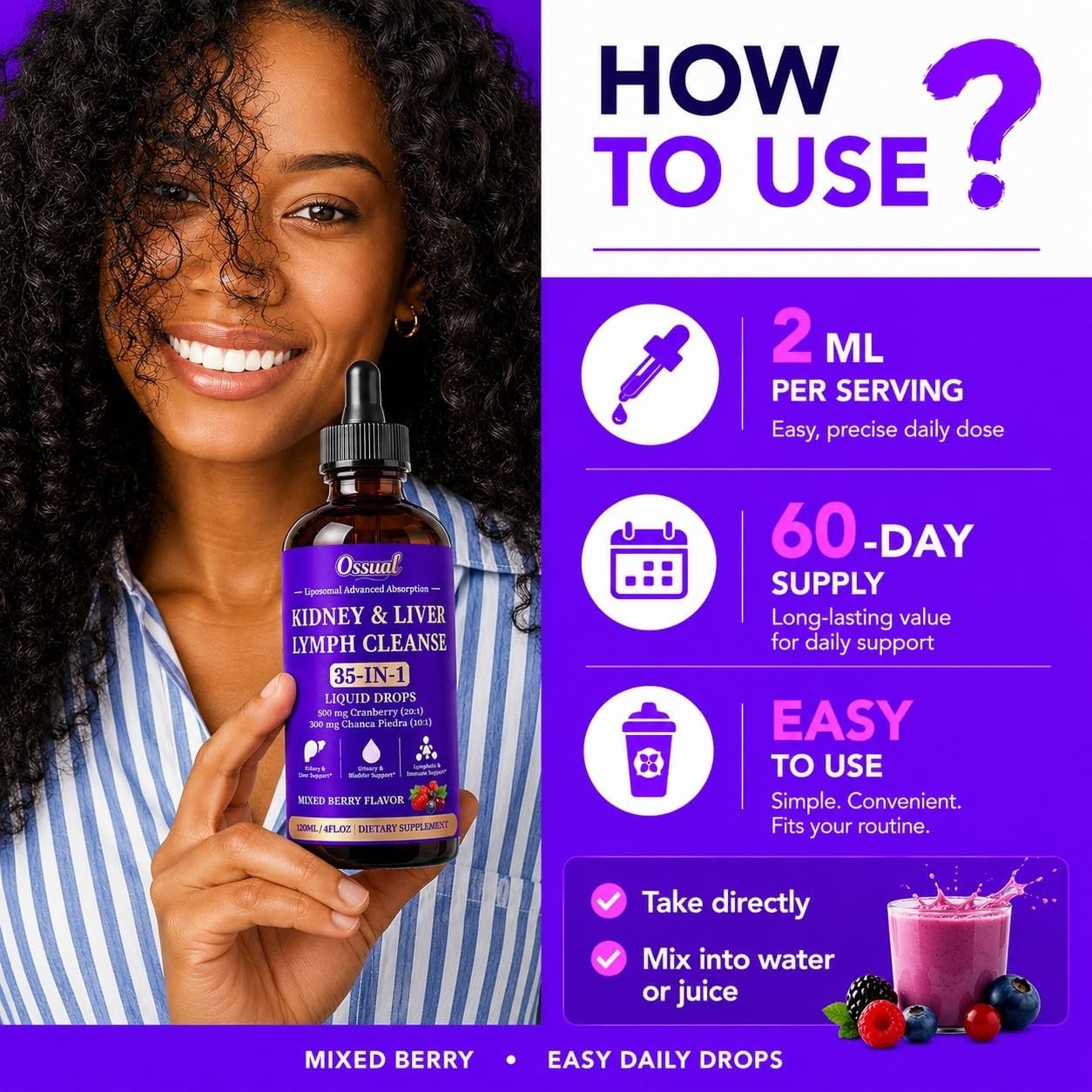 35-in-1 Detox Drops for Kidney & Liver Cleanse – Vegan, Cranberry & Milk Thistle