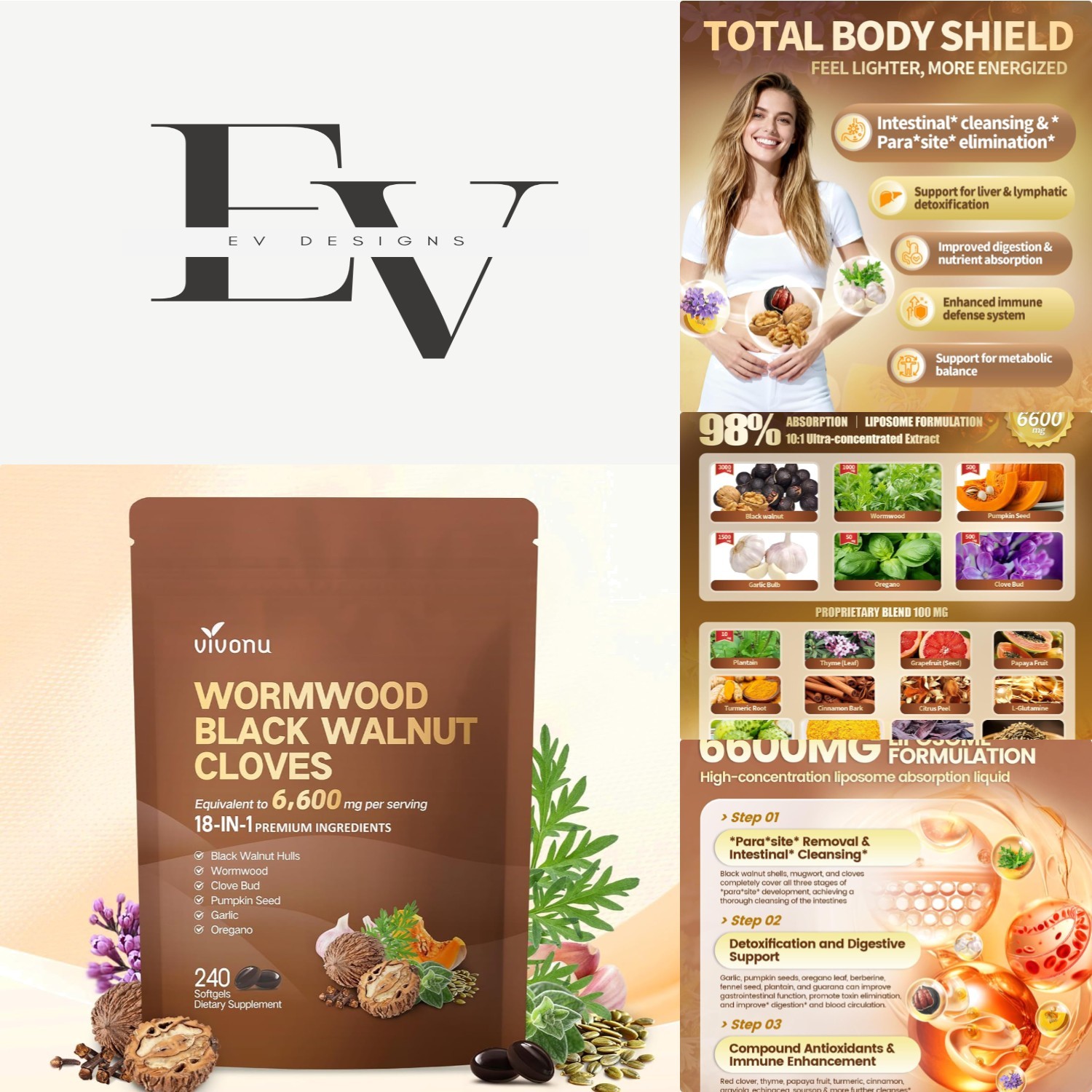 240 Softgels of 18-in-1 Black Walnut & Wormwood Cleanse – 80 Day Digestive Detox