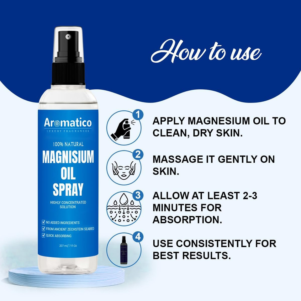 Aromatico Magnesium Oil Spray for Body – 7 fl oz | Unscented Topical Magnesium