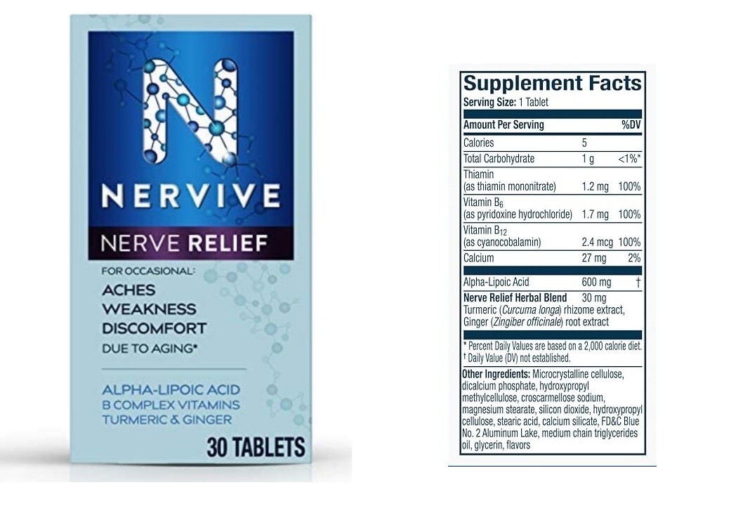 Nerve Relief with Alpha Lipoic Acid 30 Tablets, Reduce Nerve Aches And Weakness