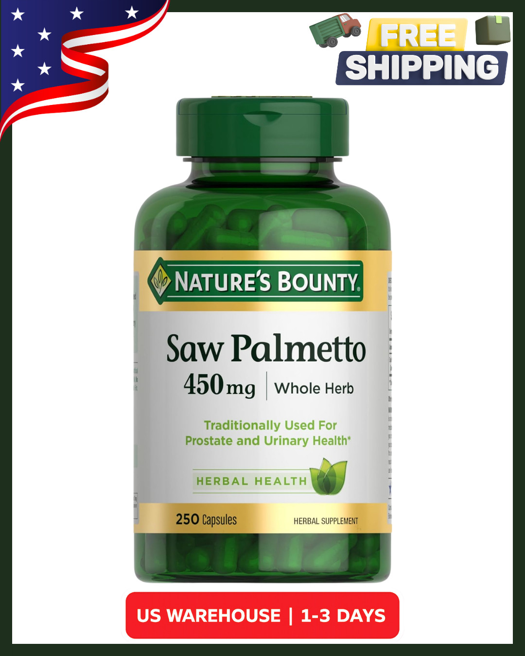 Nature’s Bounty Saw Palmetto 250 Count Herbal Supplement For Men’s Health